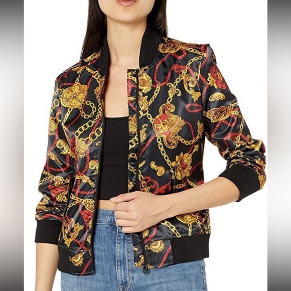 True Religion XL true chain satin baroque print zippered jacket. - Picture 3 of 13
